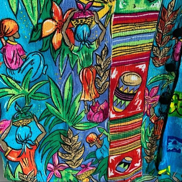 BOP Vintage Art to Wear Tropical Scene Women in Action Art Vibrant Artsy 1X - Picture 5 of 15